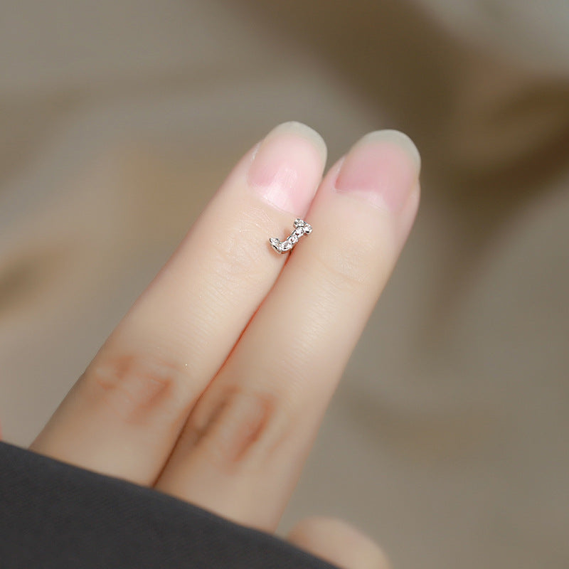 Wholesale Simple Niche Design Mini Full Diamond Earrings for Men and Women Sterling Silver Full Diamond 26 Letter Earrings